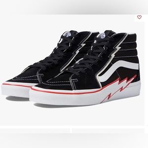 New without box Sk8-Hi Bolt Vans black and red w7/m5.5